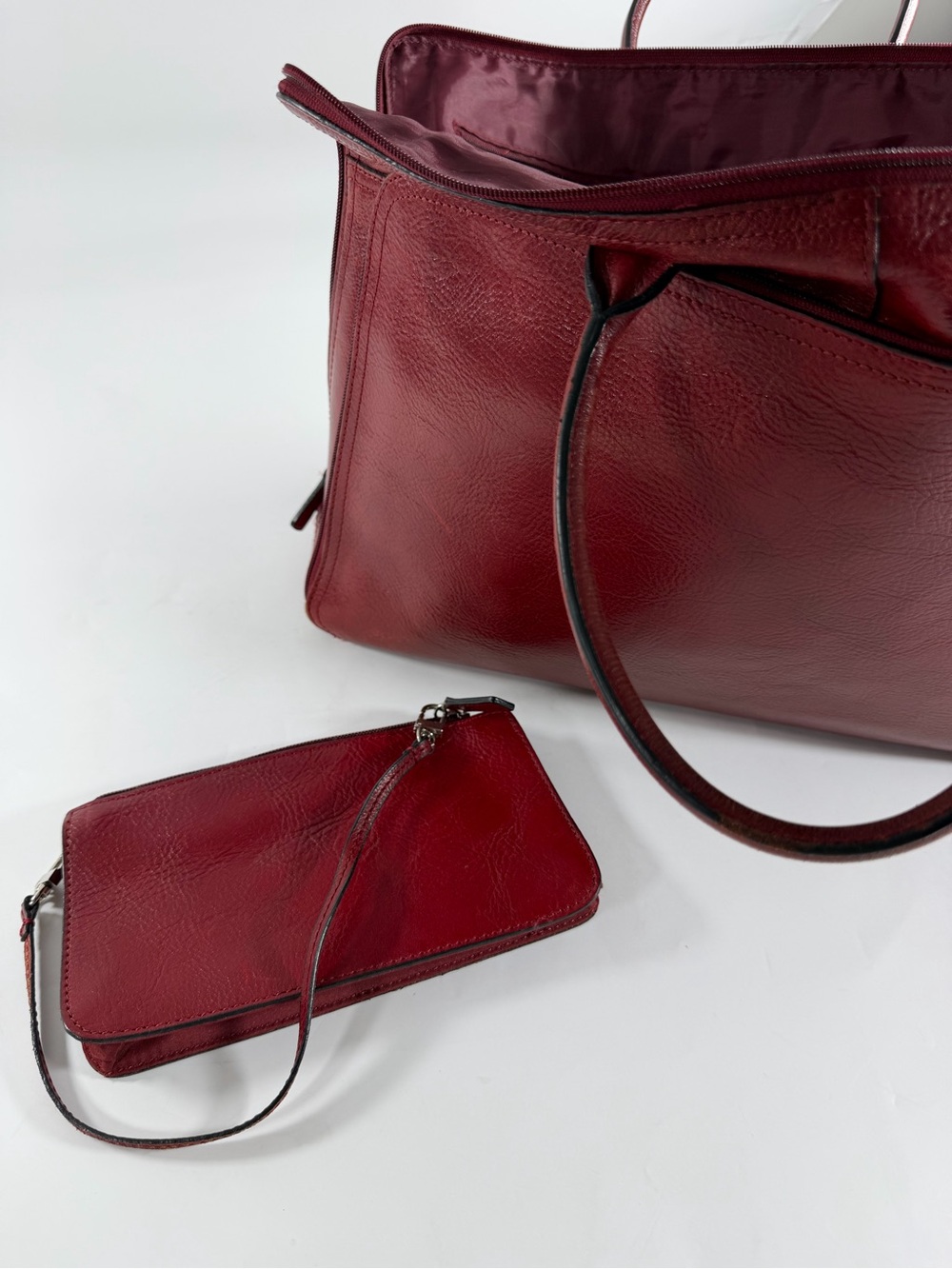 Wilsons Leather Burgundy Laptop Tote Business Briefcase Organizer Quiet Luxury - Picture 14 of 16